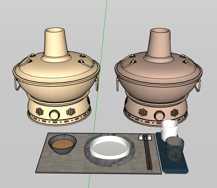 铜火锅 餐具SU模型 20230131