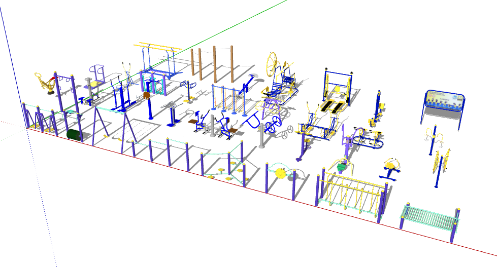 健身器材 公共健身器材 公园健身器材 健身器材大全 多套SU模型 20230512