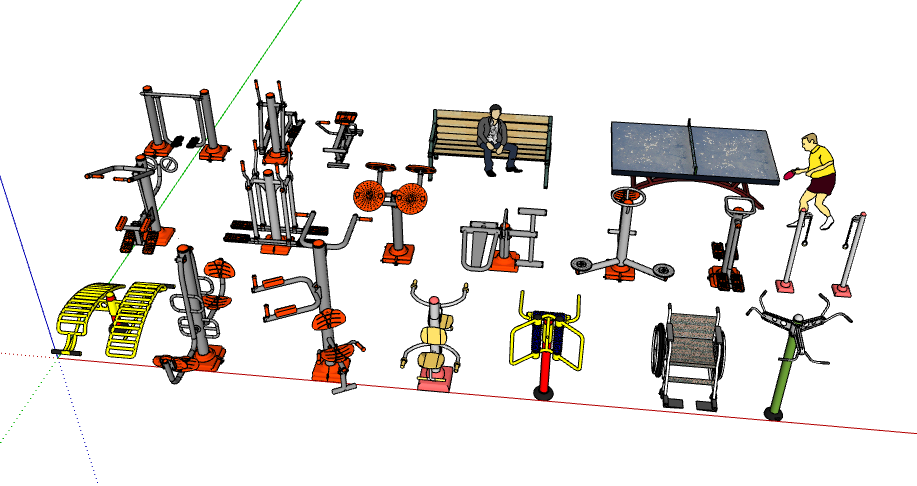 健身器材 公共健身器材 公园健身器材 健身器材大全 多套SU模型 20230512