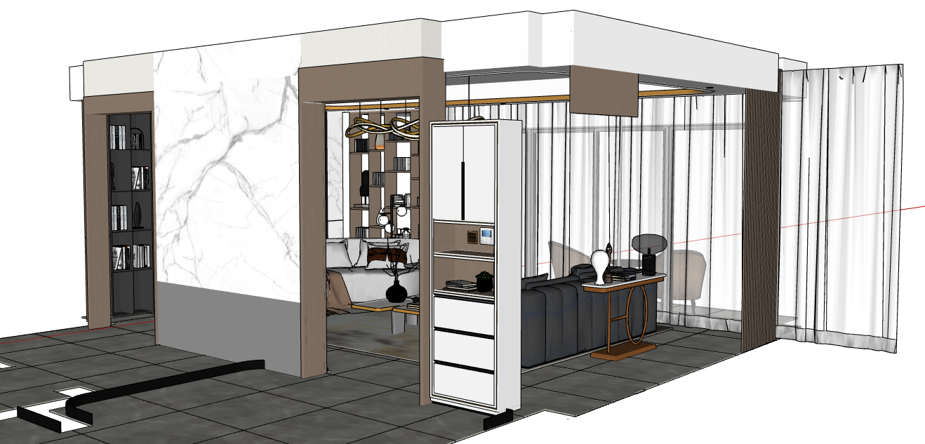 客厅 沙发 阳台 隔断组合模型 20230619