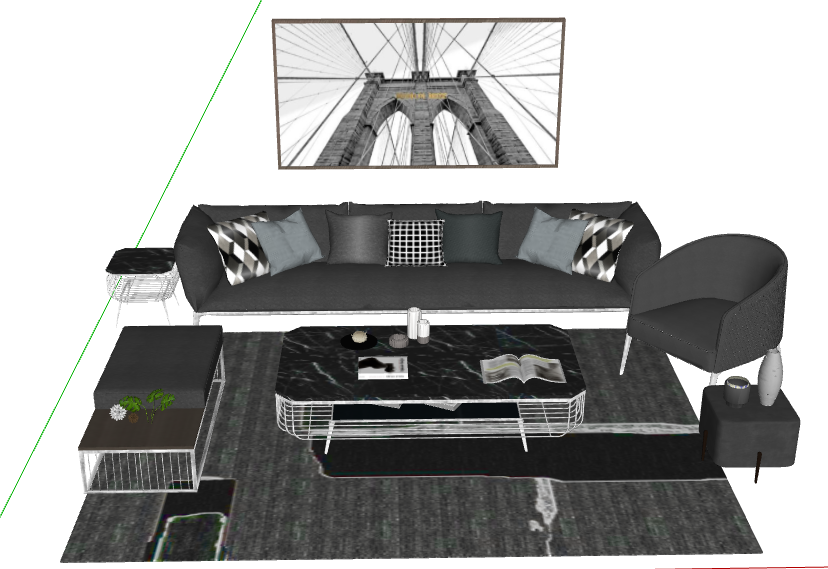 沙发茶几组合SU模型 20230621