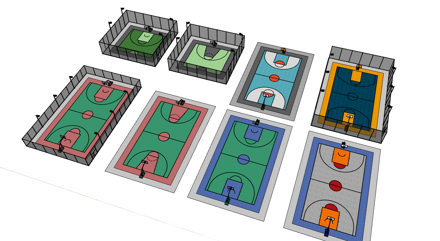 篮球场 球场SU模型 20230821