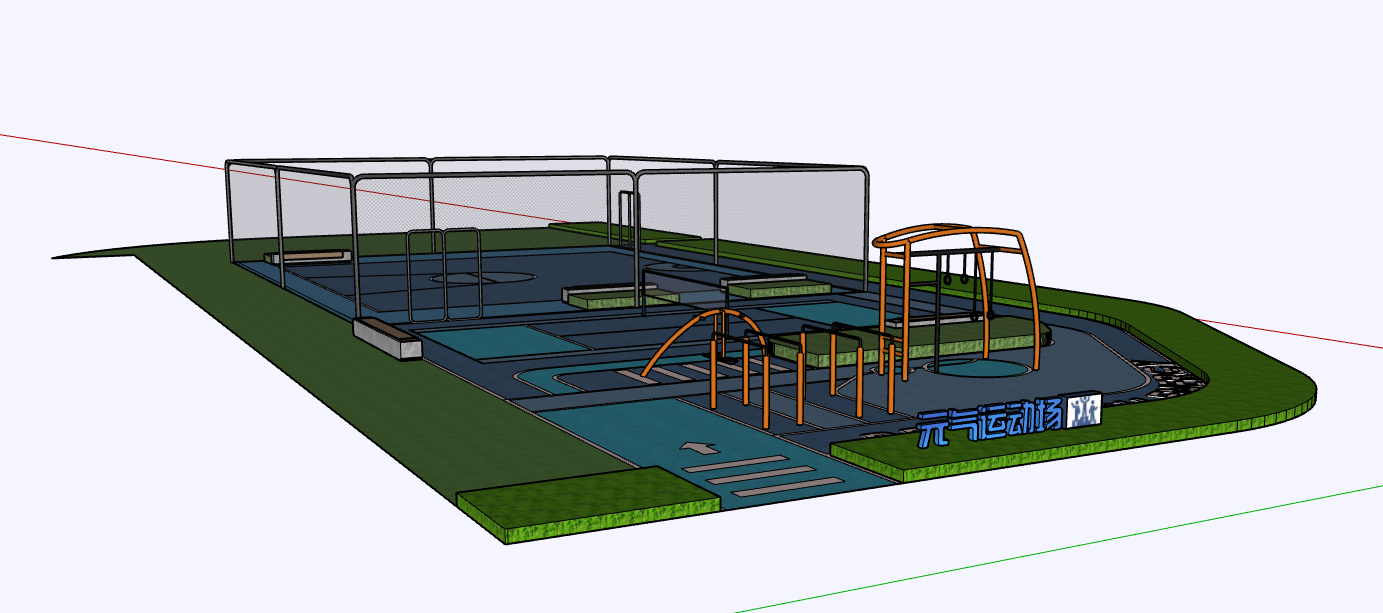 小区健身运动场地SU模型 20230821