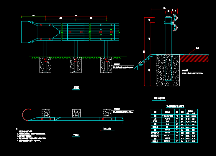 高速波形护栏施工图CAD图纸 20240206
