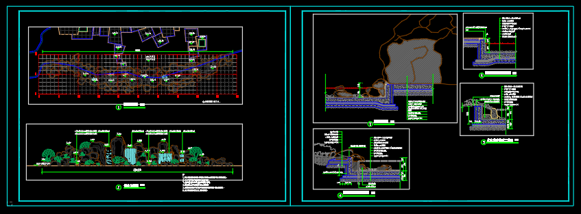 某公园假山、驳岸景观节点施工图CAD图纸 20240815