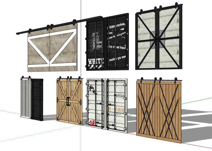 工业风格推拉门_集装箱门_厨房门SU模型 20240815